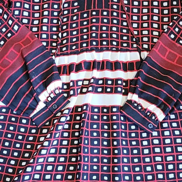 Ann Taylor Loft Outlet Dress Womens Size XXS Petite Red Black Geometric Zip Up - Picture 2 of 5